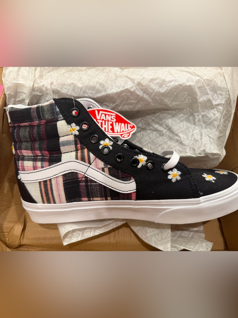 Vans Sk8-Hi Daisy Plaid High Top Sneakers Women’s 9.5 NWT